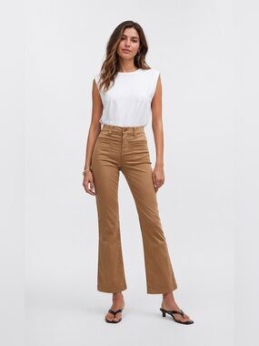 Madewell Kick Out Crop Pants Tan 33 16 Mid Rise Flare Stretch Chino Workwear NWT